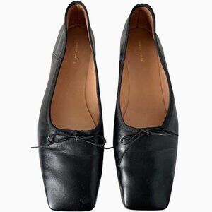 Mansur Gavriel Square Toe Ballet Flats Black Leather Size 40